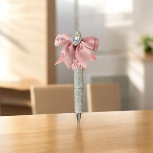 Elegant Pink Bow Crystal Pen